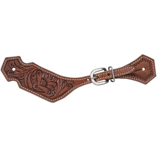 Silver Royal Maverick Spur Strap Floral Tooled