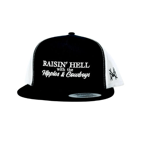 Raising Hell with the Hippies and Cowboys Trucker Hat