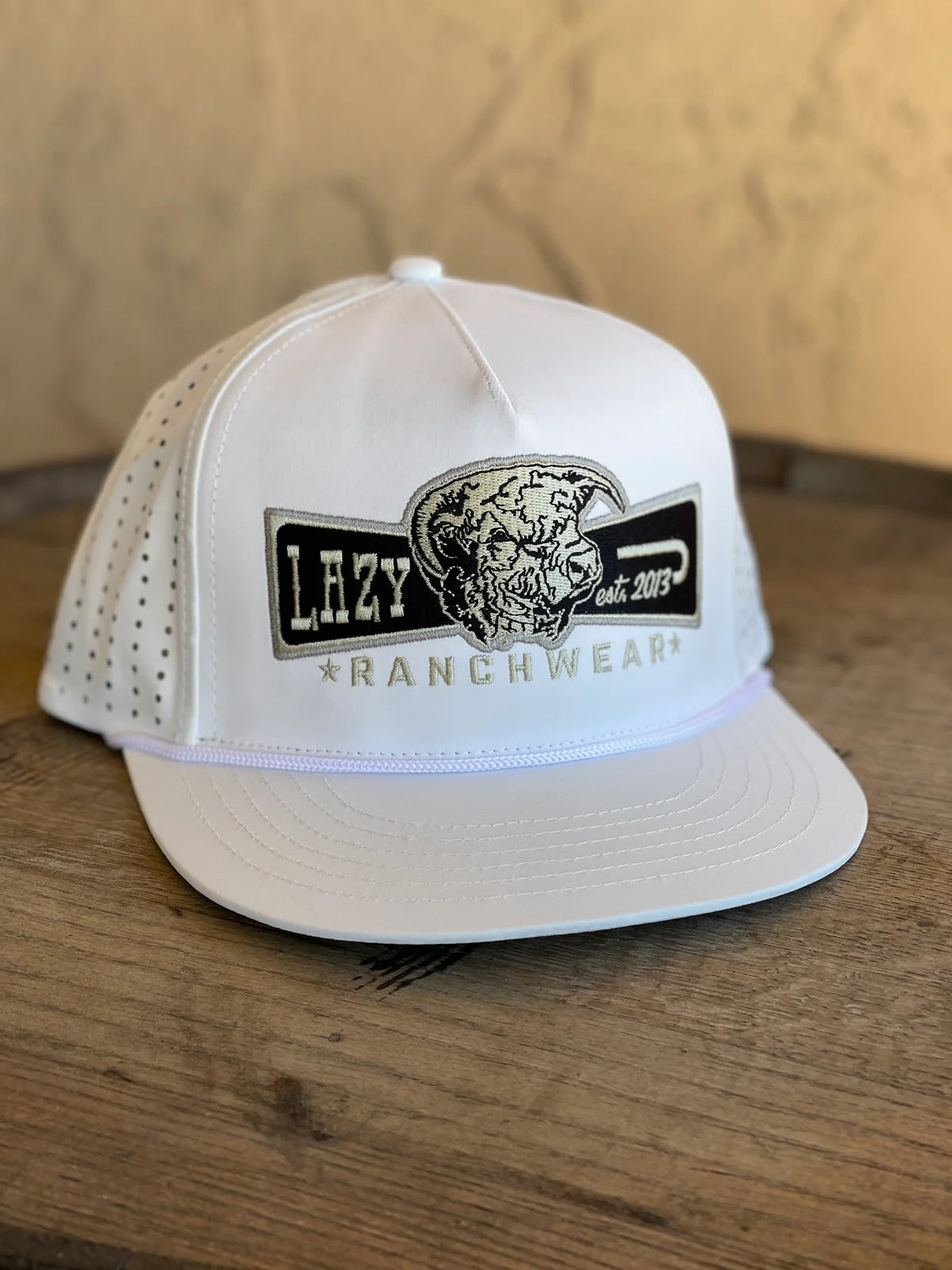 Lazy J Ranch White Diamond Banner Classic Performance Rope Trucker Hat