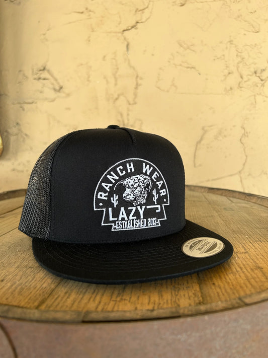 Lazy J Ranch Wear Black & Black 4" TRW Arrowhead Patch Cap - Coffman Tack