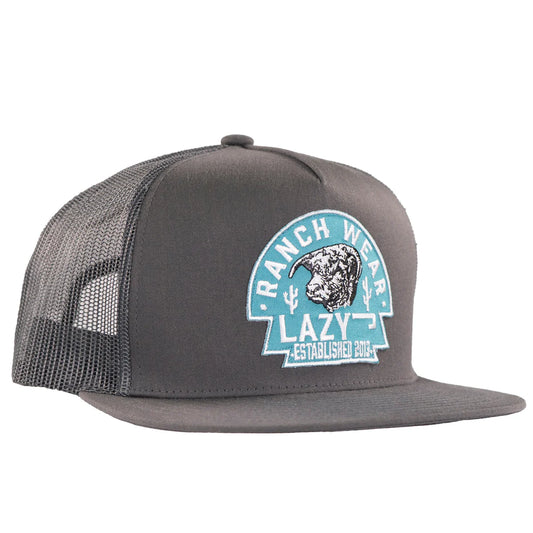 Lazy J Ranch Dark Grey Turquoise Arrowhead Classic Five Panel Trucker Hat