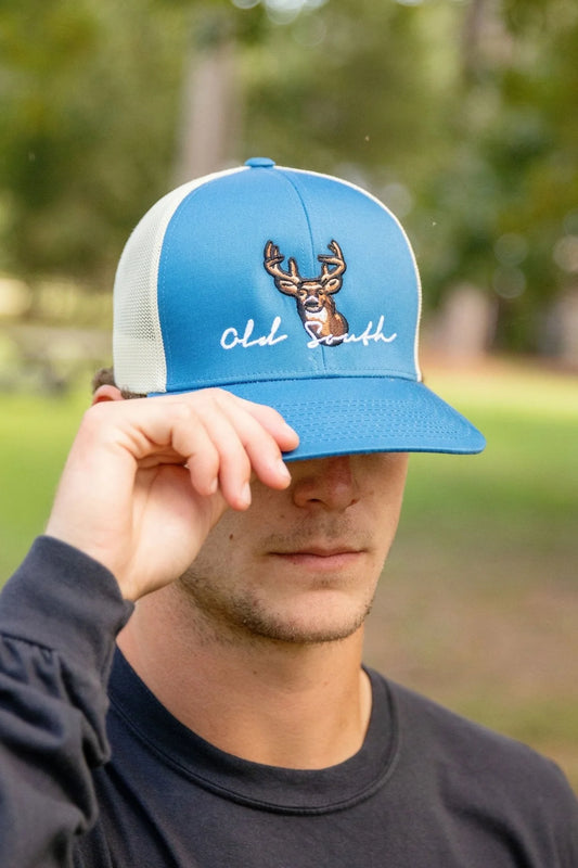 Mounted Deer Head - Trucker Hat - Ocean Blue - Coffman Tack