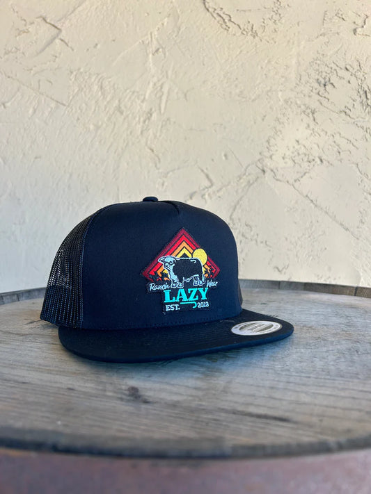 Lazy J Ranch Wear Black & Black 4" Cactus Sunrise Bull Cap
