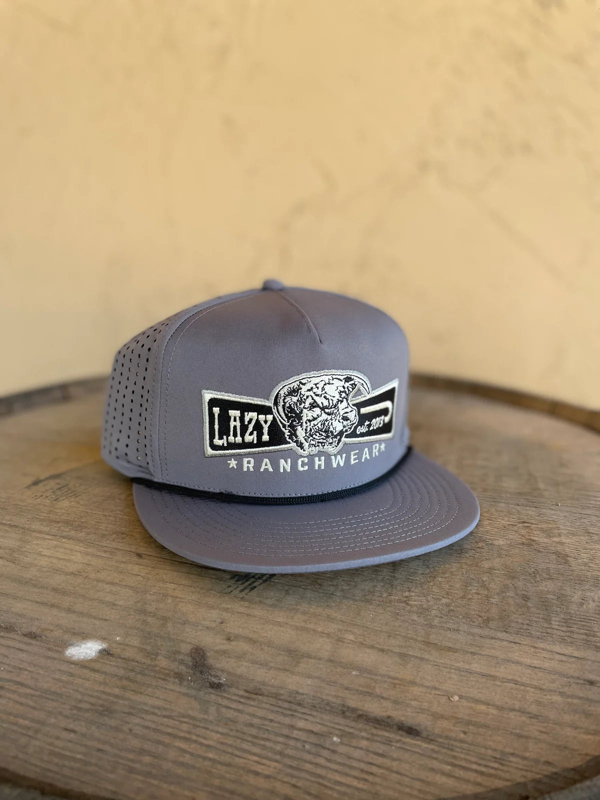 Lazy J Ranch Grey Diamond Banner Performance Rope Trucker Hat