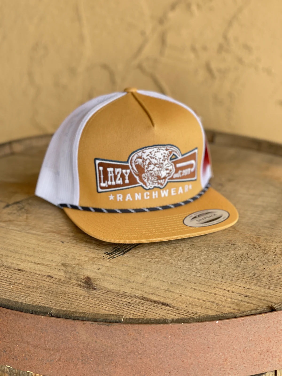 Lazy J Ranch Mustard & White Diamond Banner Classic Rope Trucker Hat