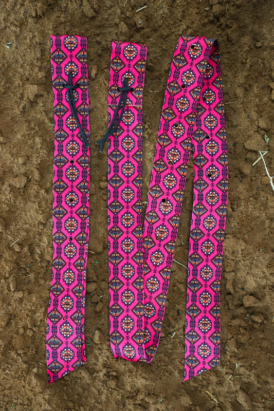 Tacktical Pink Pattern Latigo & Off Billet Set - Coffman Tack