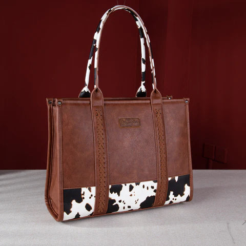 Wrangler Cow Print Concealed Carry Wide Tote - Coffman Tack