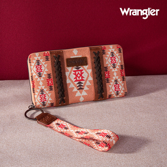 Wrangler Allover Aztec Dual Sided Print Canvas Wallet - Coffman Tack