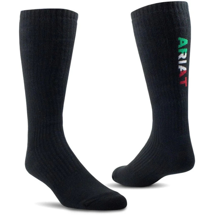 Ariat Premium Cotton Mid Calf Sock - Mexico Black