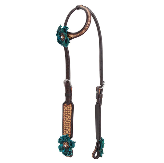 Circle Y Turquoise Rose Vintage One Ear Headstall - Coffman Tack