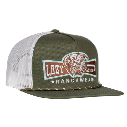 Lazy J Ranch Olive & White Diamond Banner Classic Five Panel Trucker Hat