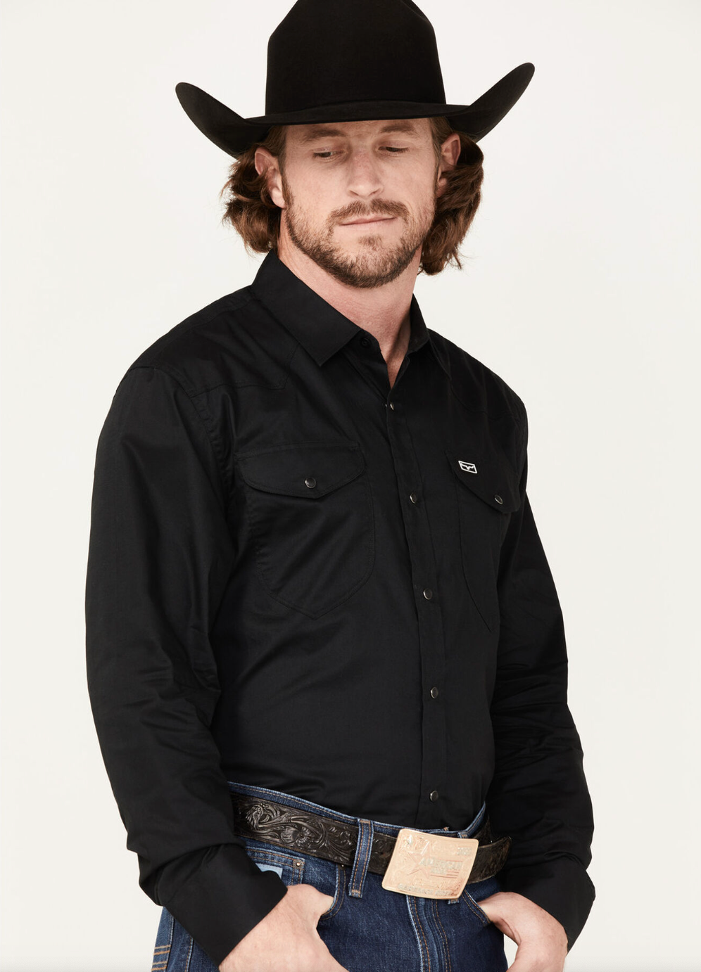 Kimes Ranch Mens Blackout Black Long Sleeve Shirt