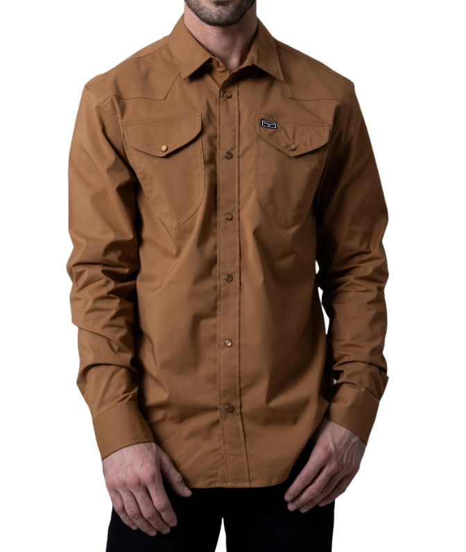 Kimes Ranch Mens Blackout Brown Long Sleeve Shirt