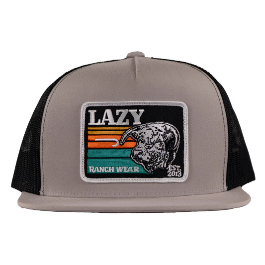 Lazy J Ranch Silver Grey & Black Dusk Sunset Classic Five Panel Trucker Hat