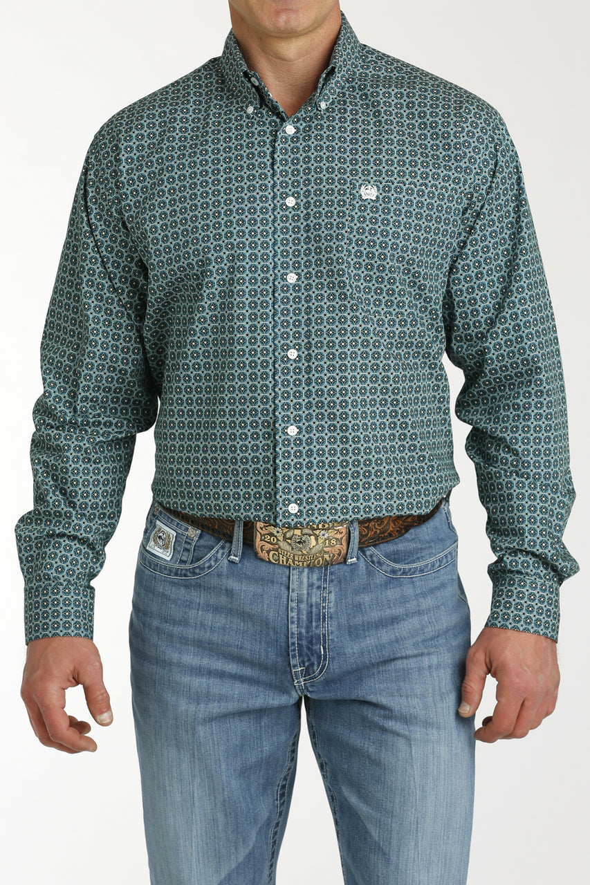 Cinch Teal Diamond Print - Men's shirt