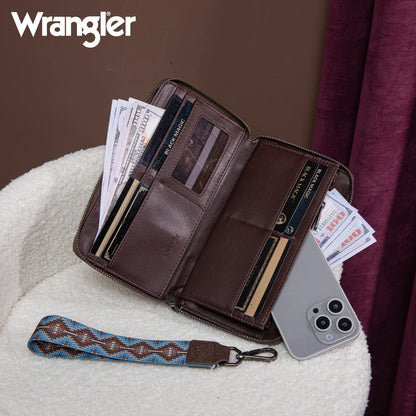 Wrangler Southwestern Art Print Wallet - Coffee