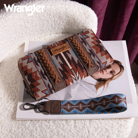 Wrangler Southwestern Art Print Wallet - Coffee