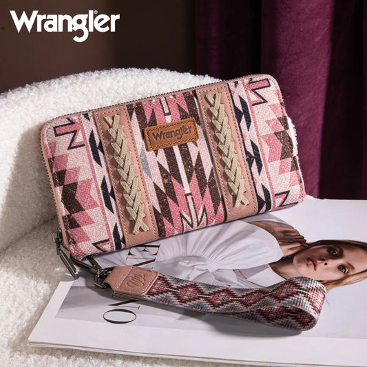 Wrangler Southwestern Art Print Wallet - DARK PINK