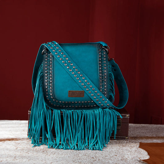 Wrangler Rivets Fringe Concealed Carry Crossbody -Turquoise - Coffman Tack