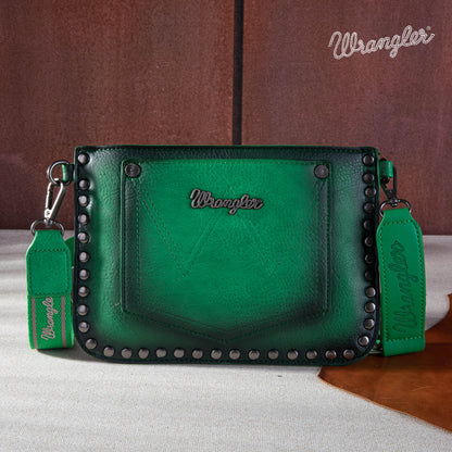 Wrangler Rivets Studded Wristlet/ Crossbody - Green