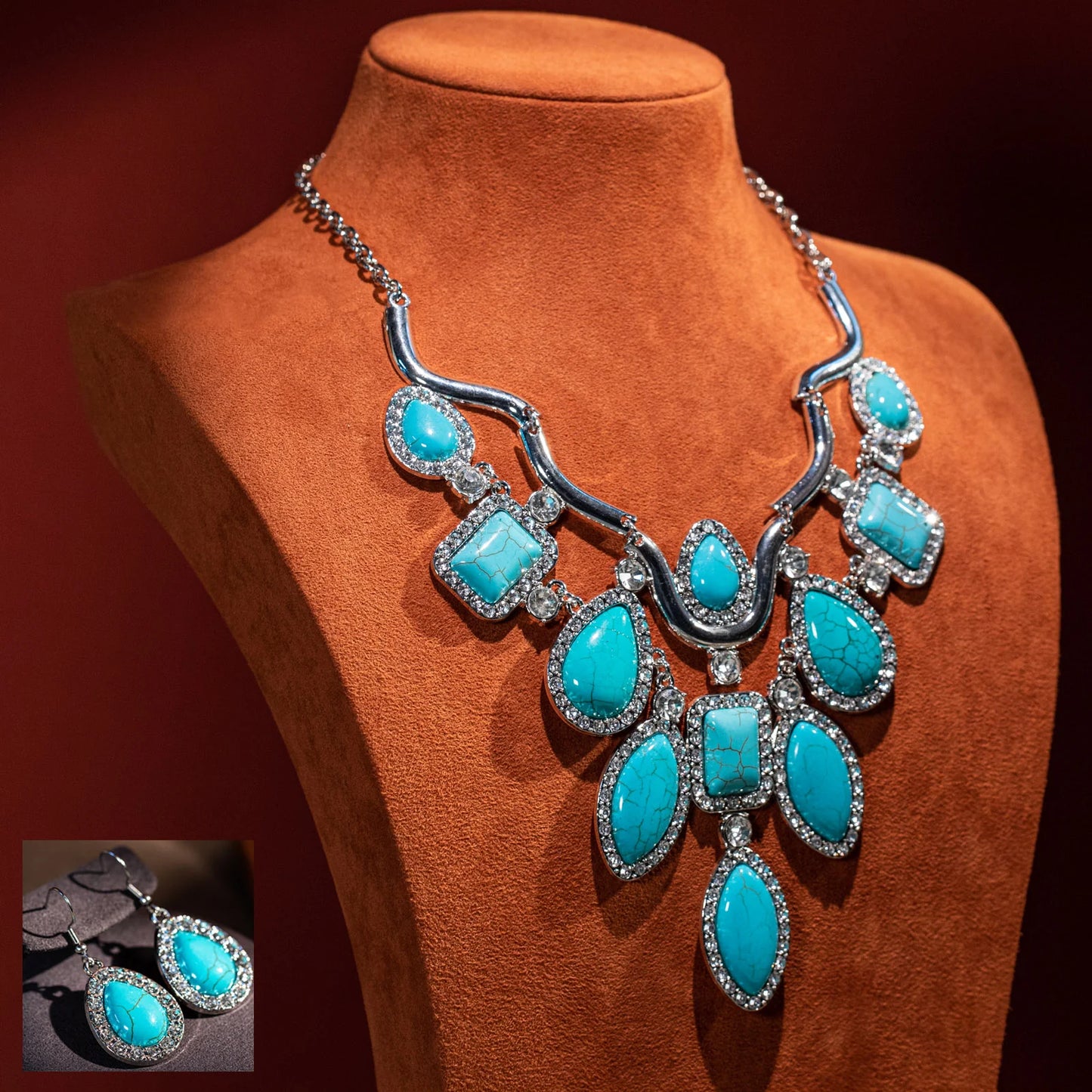 Rustic Couture Jewelry Sets Bohemian Pendant Necklace Earrings