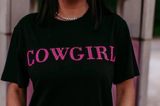Cowgirl 3D Sequin Embroidered Tee