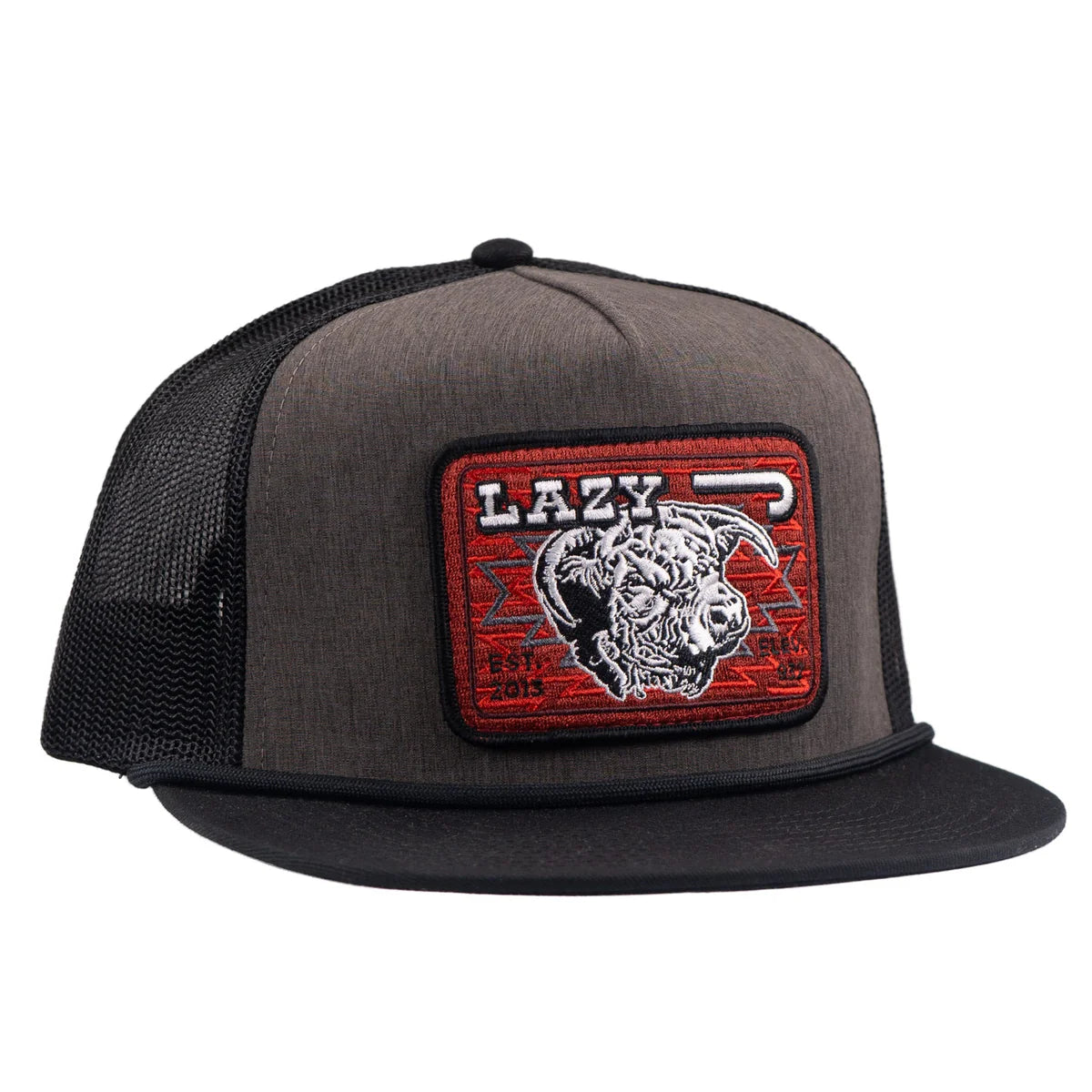 Lazy J Ranch Charcoal Grey & Black Red Cowpoke Classic Five Panel