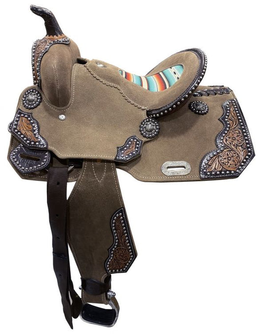 Double T Youth Barrel 13" Serepe Brown Saddle - Coffman Tack