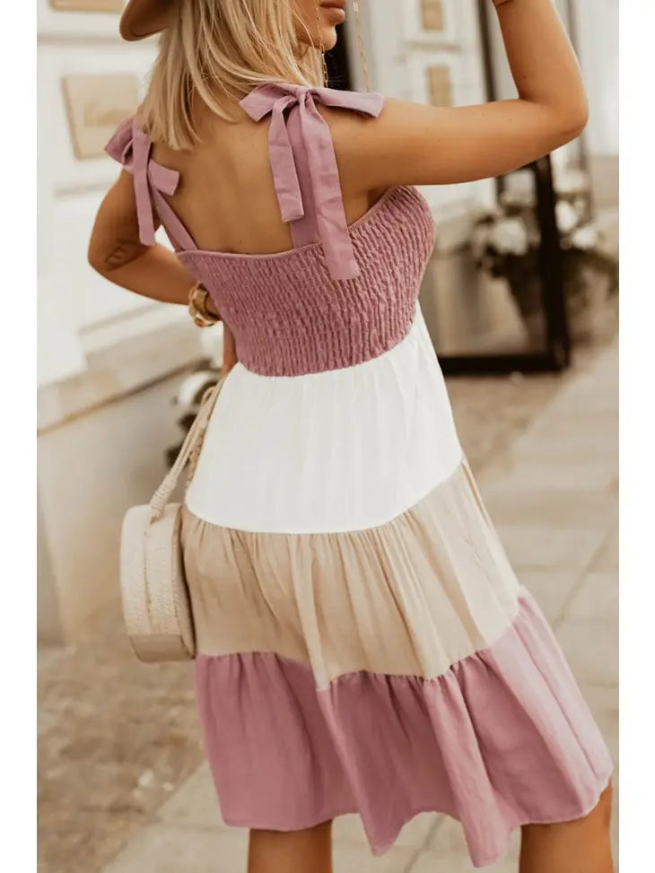 Colorblock Smocked Sleeveless Mini Dress - Coffman Tack