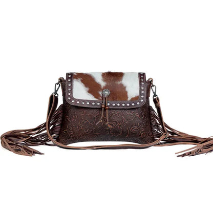 Carved Blossoms Leather & Hair on bag