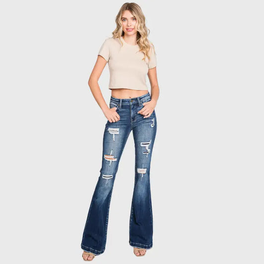 Petra Destroyed Mid Rise Stretch Flare