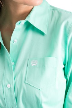 Women's Solid Green Button - Down Western Shirt - Cinch Jeans - Coffman Tack