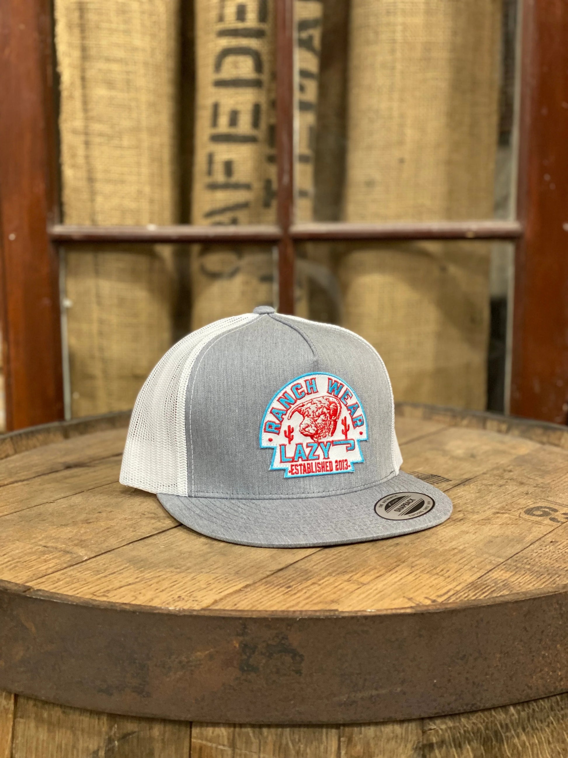 Lazy J Ranch Wear Heather Grey & White 4" Arrowhead Patch Cap - Coffman Tack