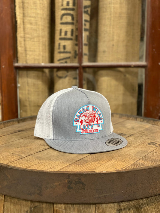 Lazy J Ranch Wear Heather Grey & White 4" Arrowhead Patch Cap - Coffman Tack