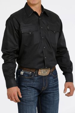 Men's Herringbone Western Snap Shirt - Black - Cinch Jeans - Coffman Tack