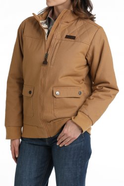 Women's Canvas Bomber Jacket - Brown