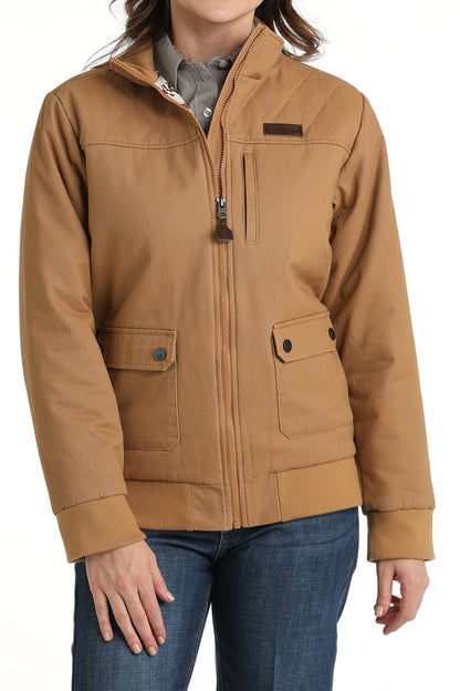 Women's Canvas Bomber Jacket - Brown