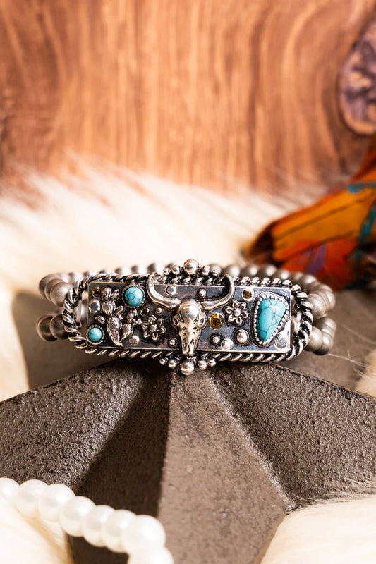 Stratford Steer Silver Pearl Turquoise Bracelet