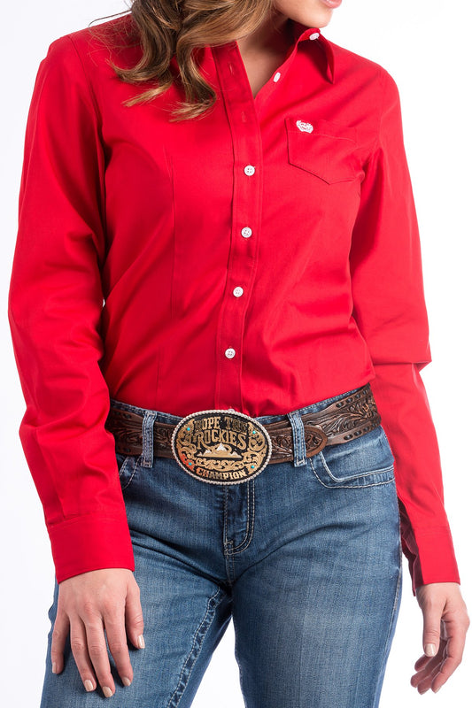 Women's Solid Red Button - Down Western Shirt - Cinch Jeans - Coffman Tack
