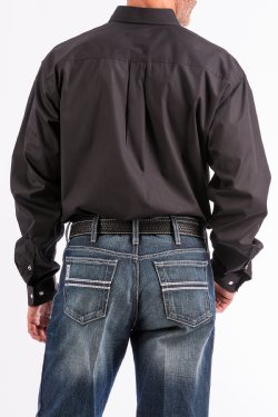 Men's Solid Black Button-Down Western Shirt