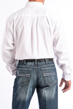 Men's Solid White Button-Down Western Shirt