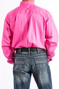 Men's Solid Pink Button-Down Western Shirt