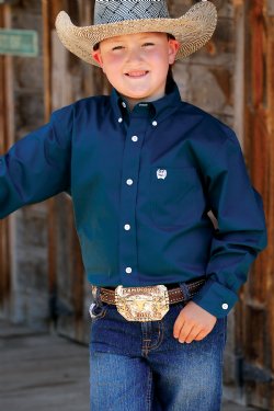 Boy's Match Dad Solid Button - Down Western Shirt - Cinch Jeans - Coffman Tack