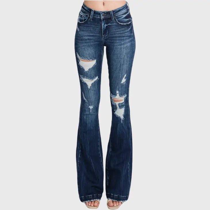 Petra 153 Medium Distressed Flare Jeans - Coffman Tack