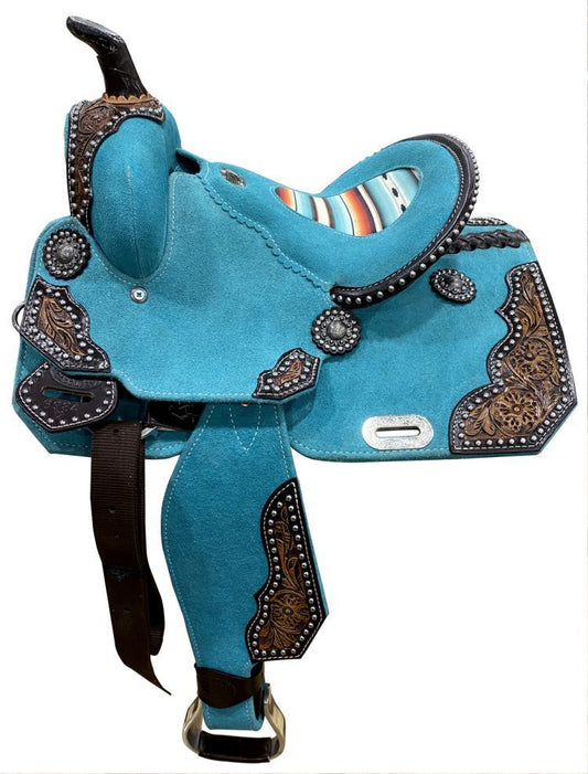 Double T Serepe Teal Youth 13" Saddle - Coffman Tack