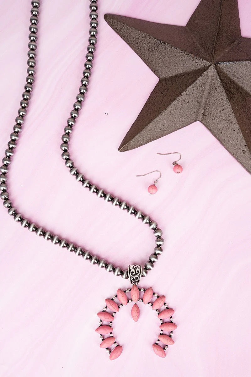 Viola Pink Fairlane Silver Pearl Necklace and Earring Set