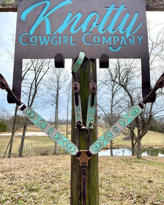 Knotty Cowgirl Co Custom Teal Bling - Coffman Tack
